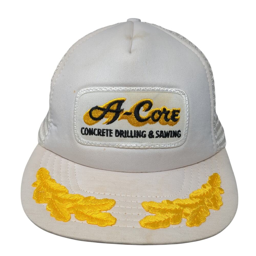 A-Core Concrete Drilling & Sawing Snapback Trucker Hat White One Size